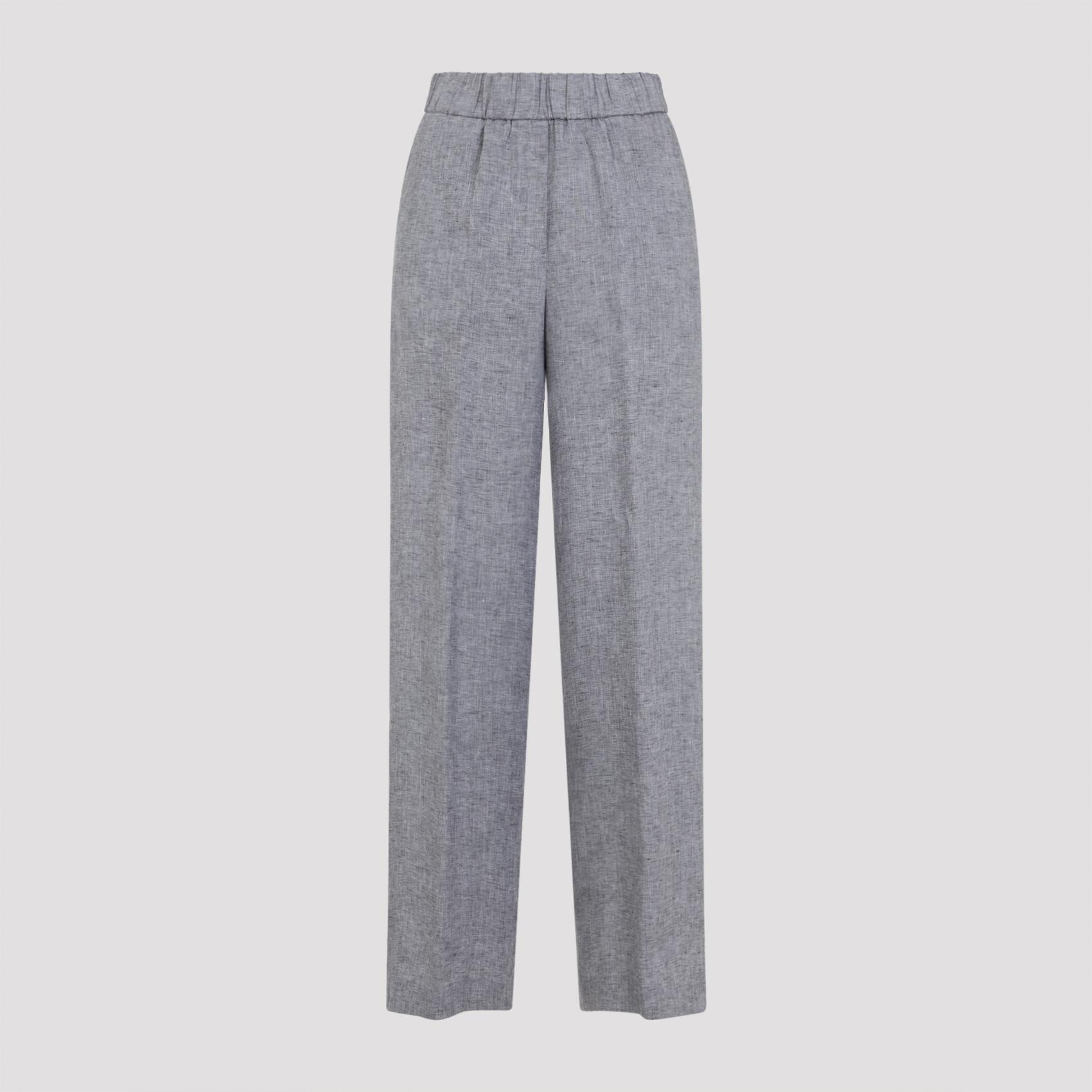 peserico linen straight pants blue - women
