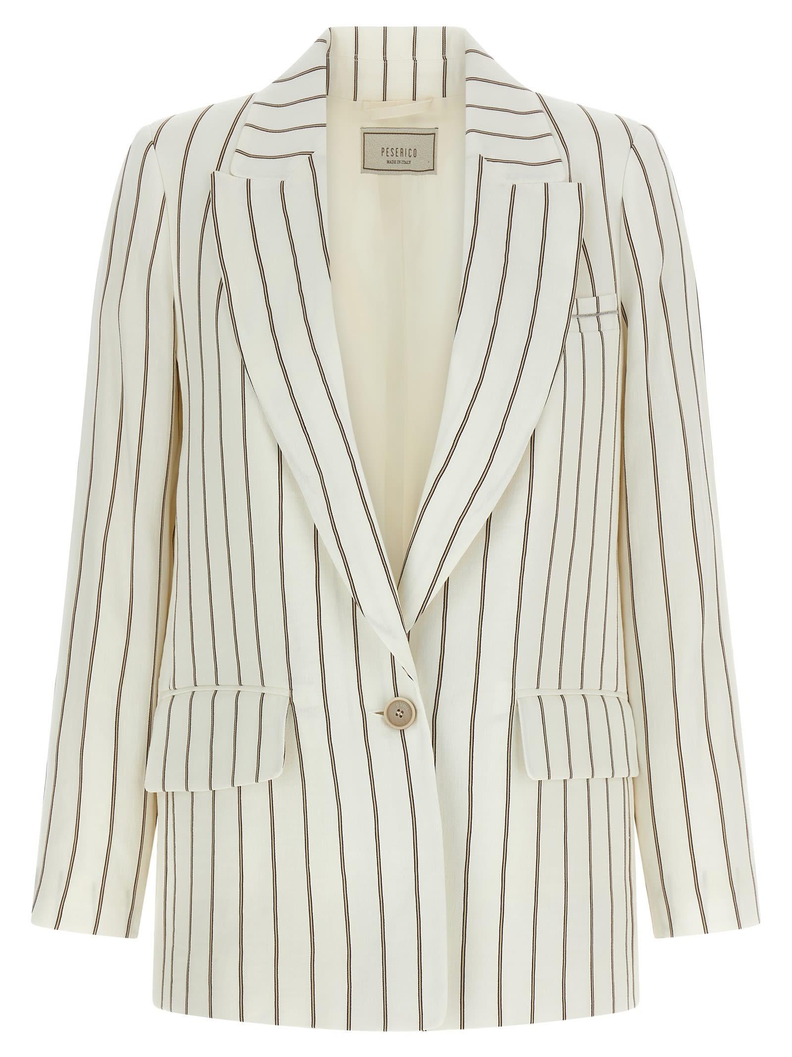 peserico pinstripe twill blazer