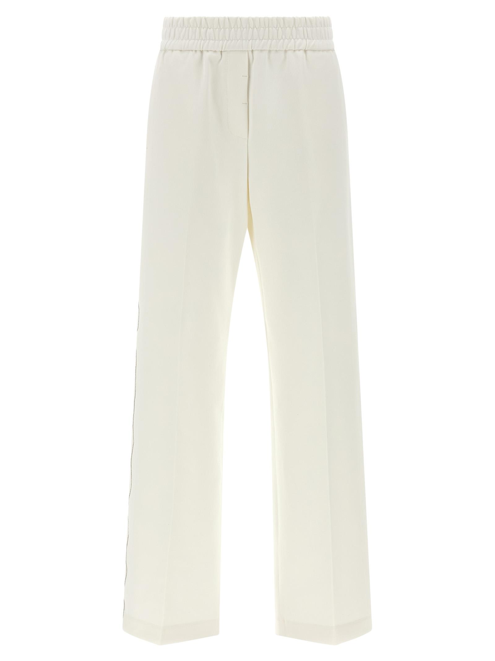 peserico punto luce pants white cotton polyester elastane - women