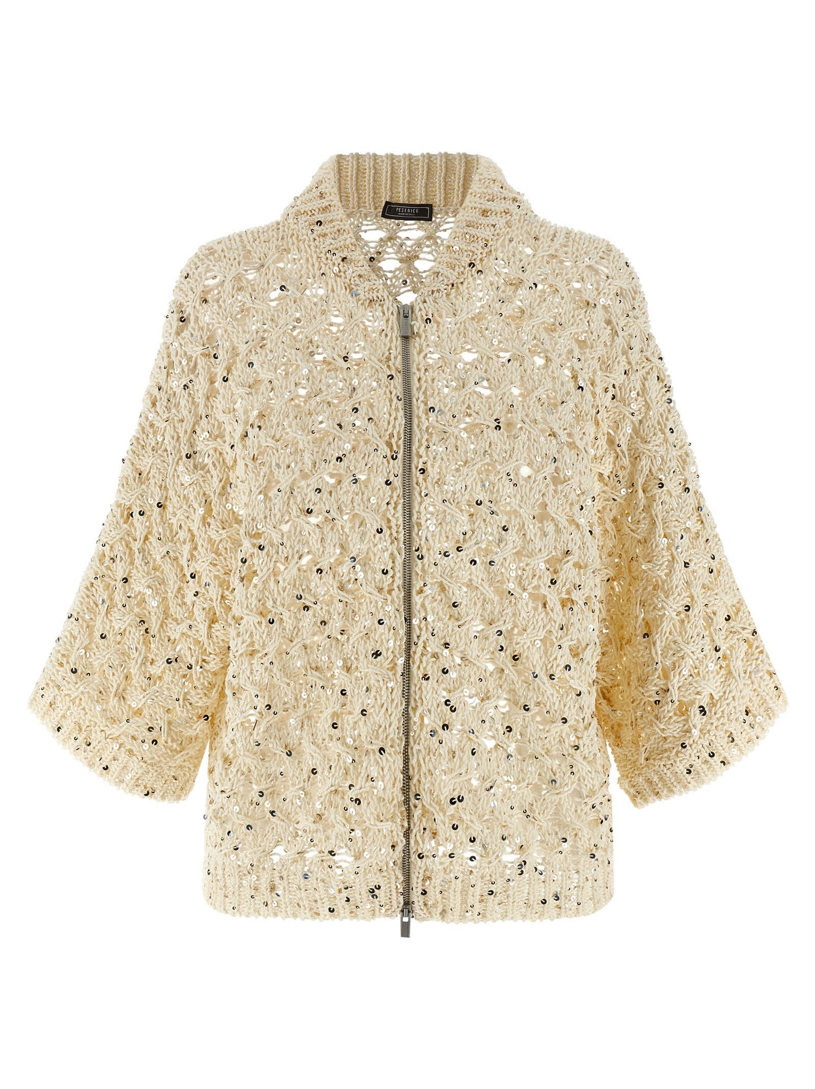 peserico sequin mesh cardigan