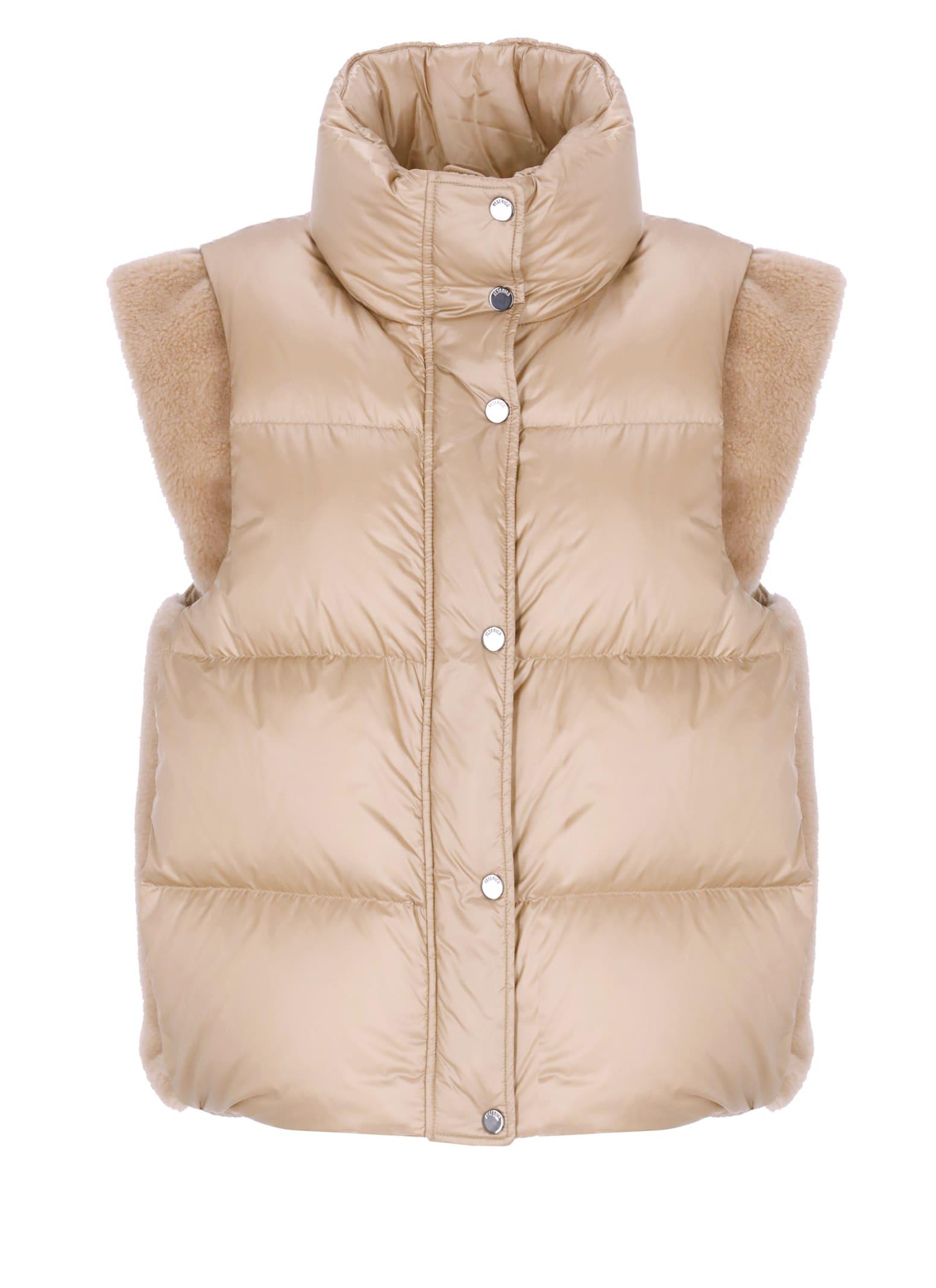 peserico sleeveless and quilted down jacket