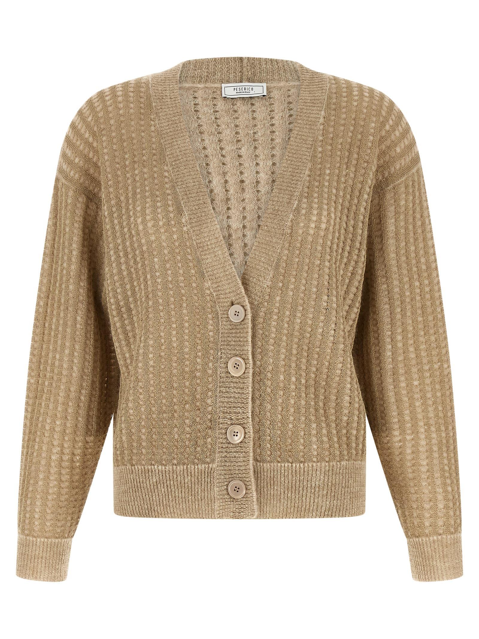 peserico waffle lamé cardigan