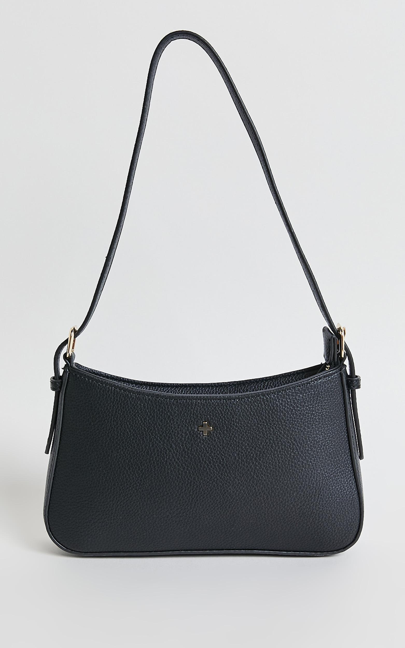 peta and jain - lilu shoulder bag in black pebble/gold