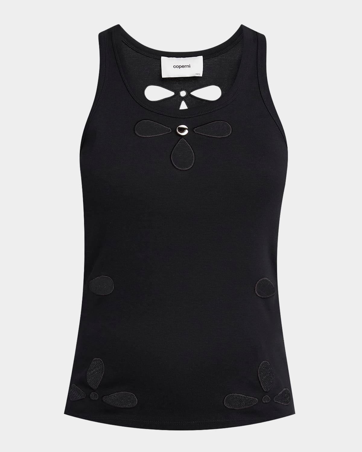 petal embroidered tank top