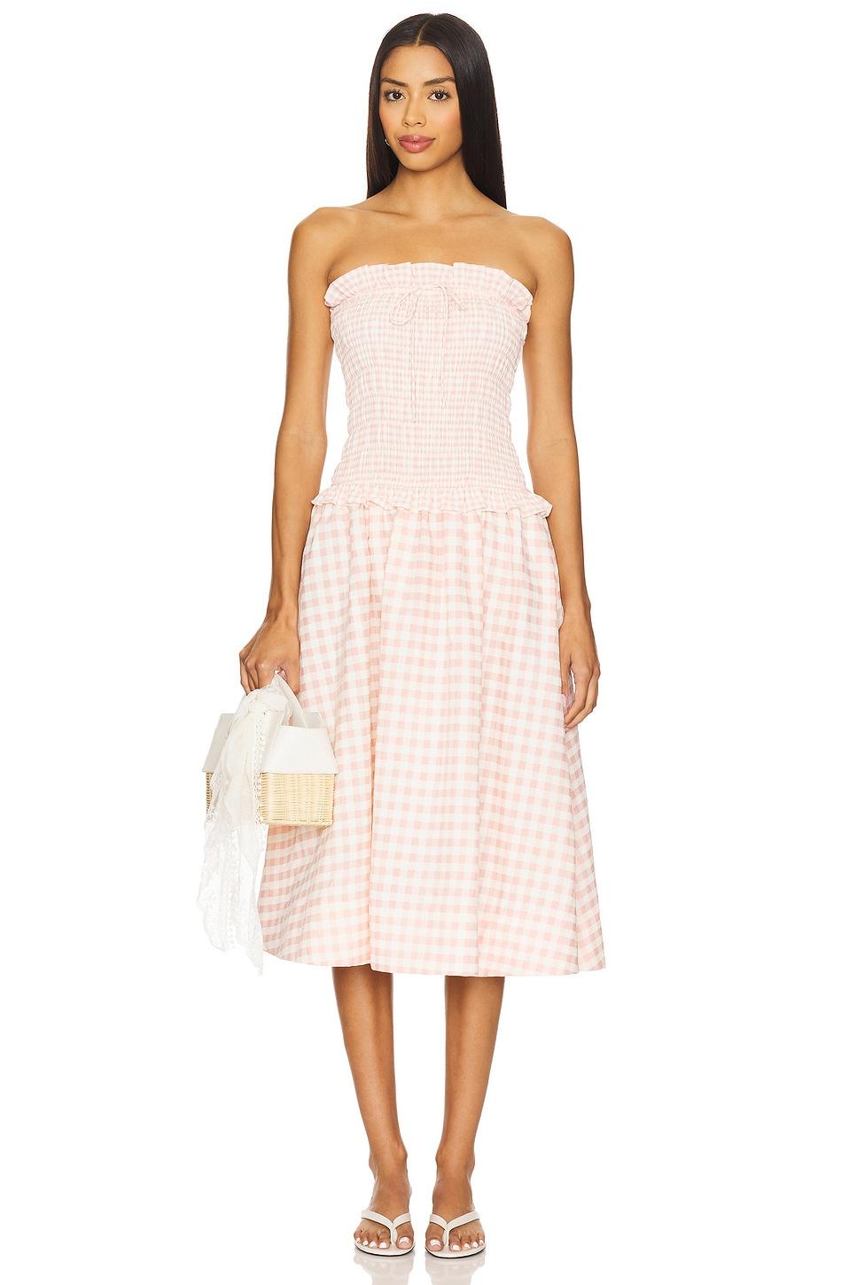 petal gingham midi dress