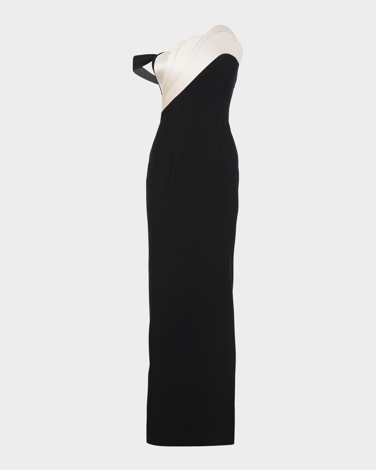petal off-the-shoulder column gown