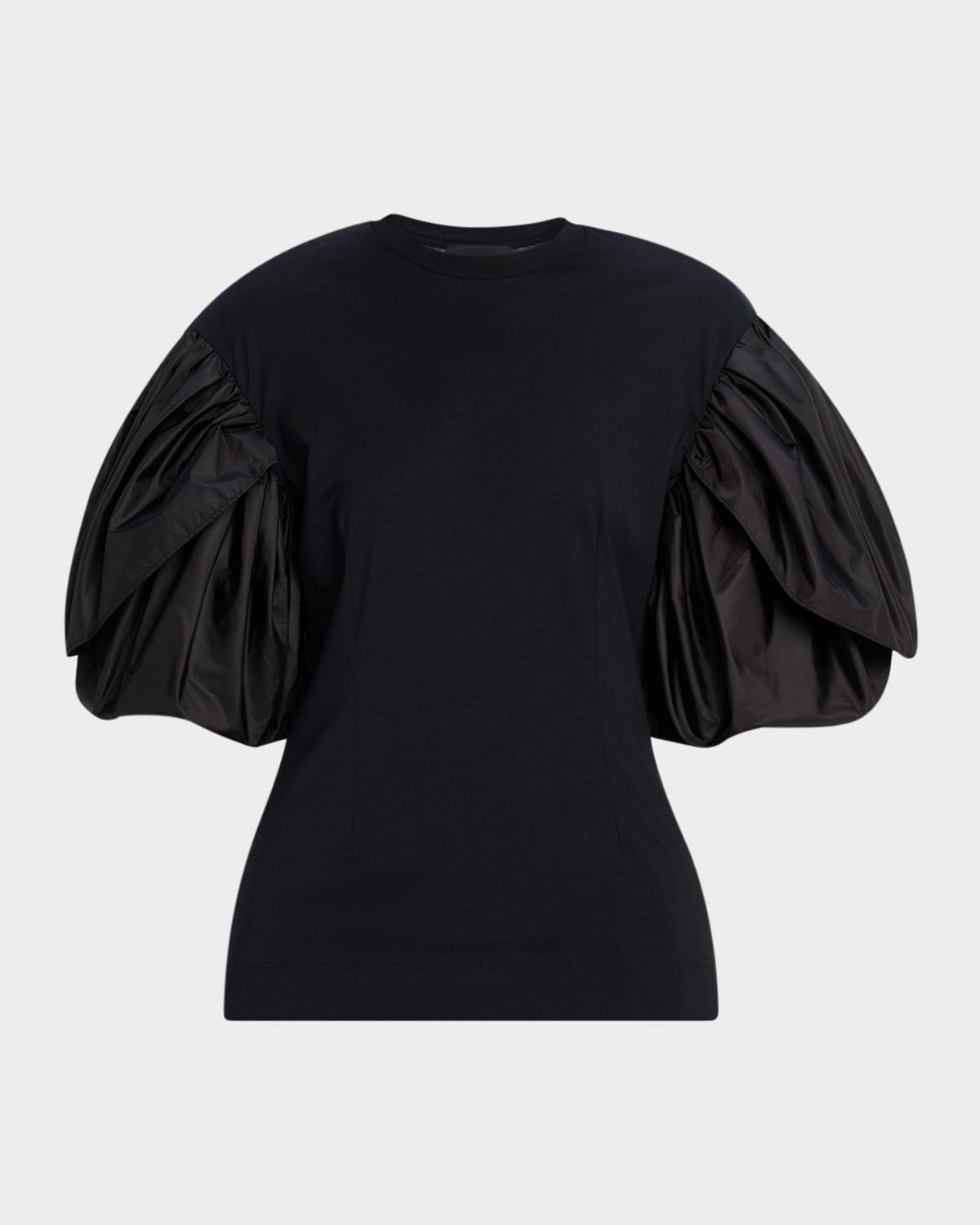 petal puff-sleeve sculpted t-shirt