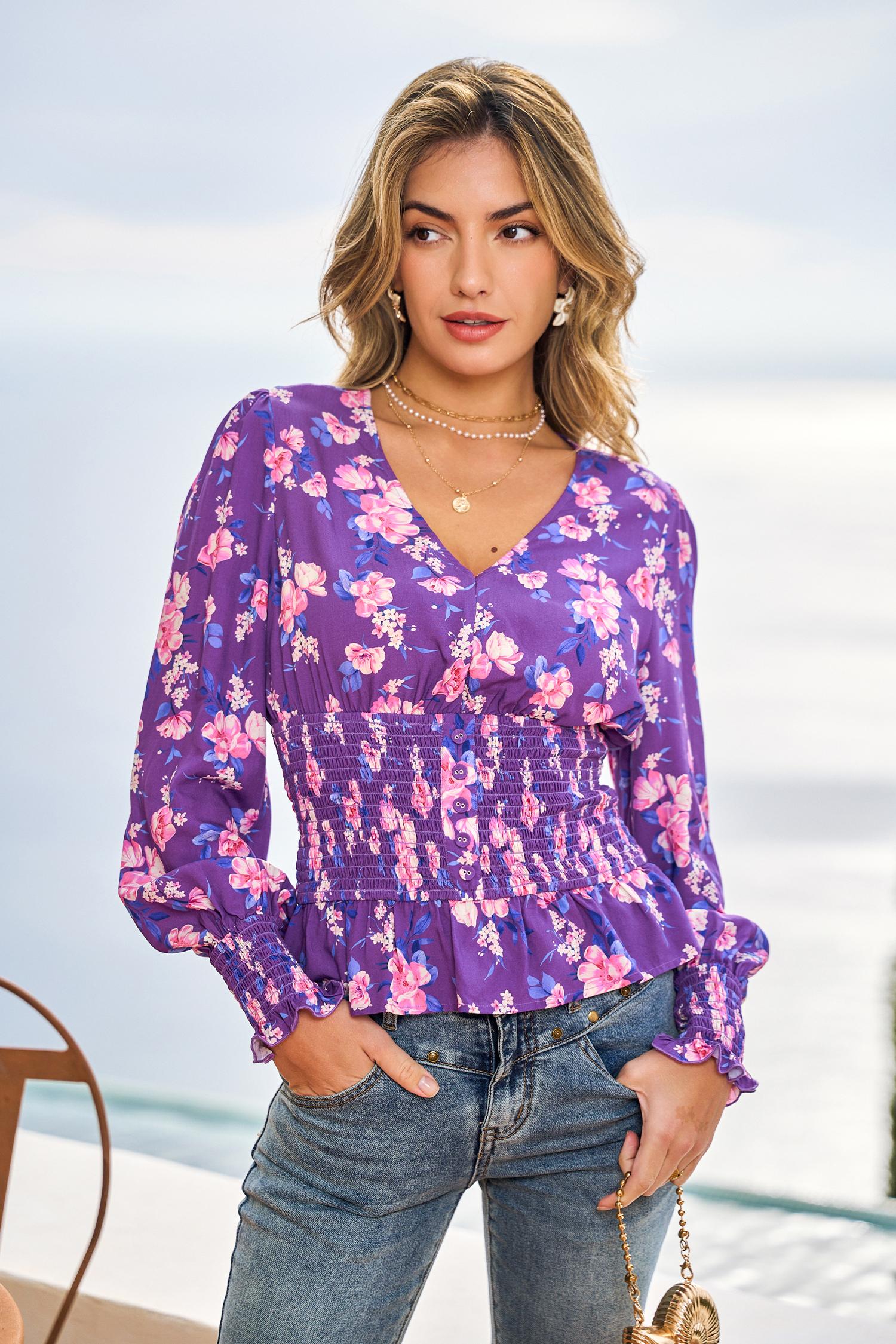 petal talk floral top - l