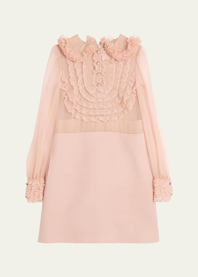 peter pan collared ruffle bib mini dress