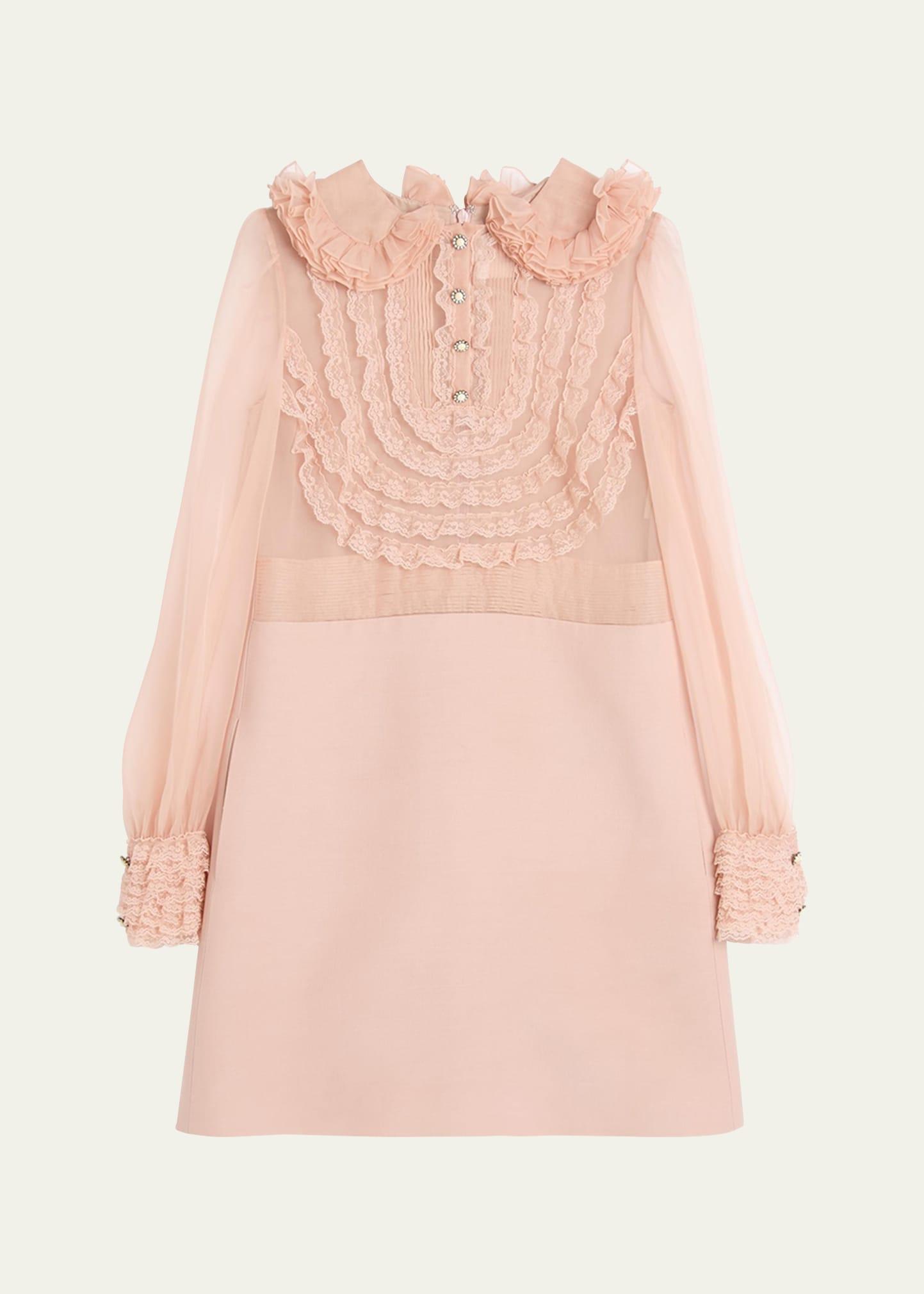 peter pan collared ruffle bib mini dress