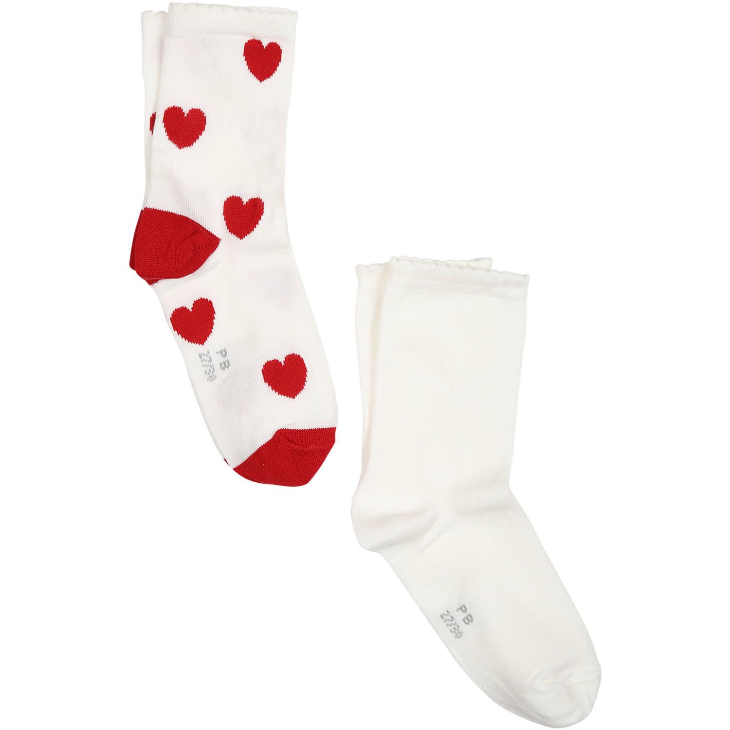 petit bateau set of socks for girl with hearts