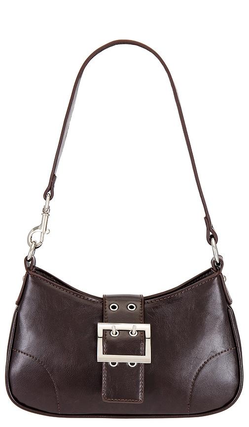 petit moments buckle bag in brown.