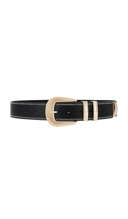 petit moments cher topstitch belt in black.