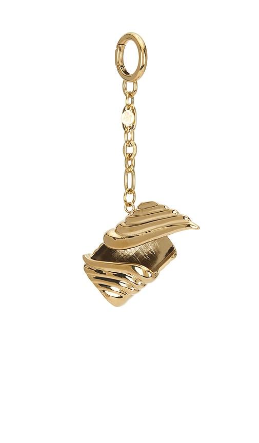 petit moments lighter holder keychain in metallic gold.