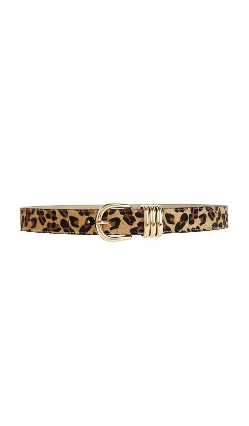 petit moments polished faux fur belt in brown.
