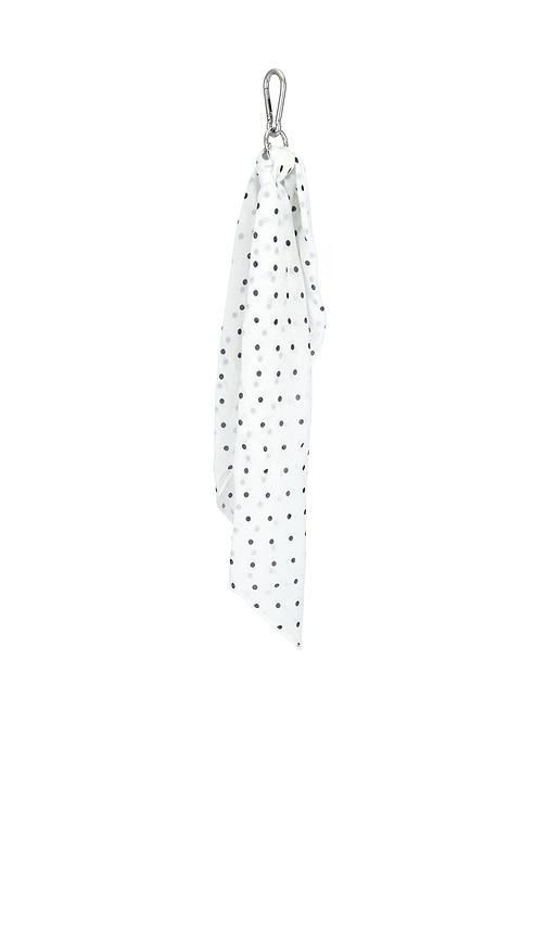petit moments polka scarf keychain in white.