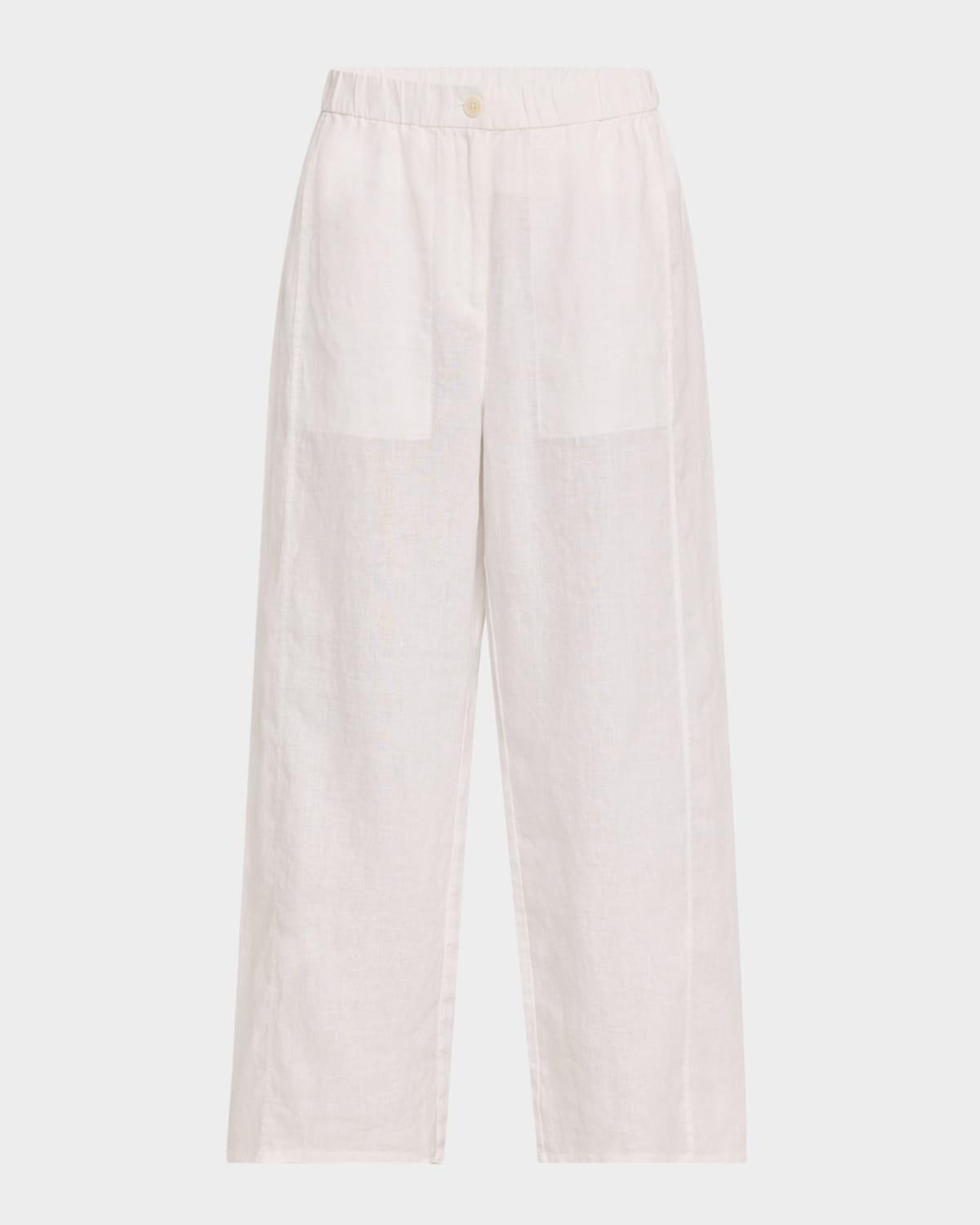 petite cropped straight-leg organic linen pants