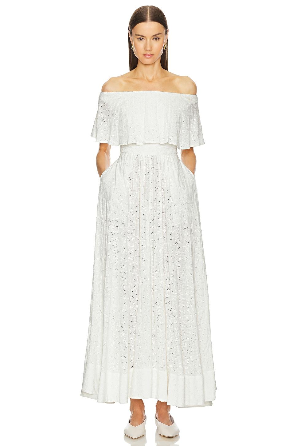petite eyelet garden midi dress
