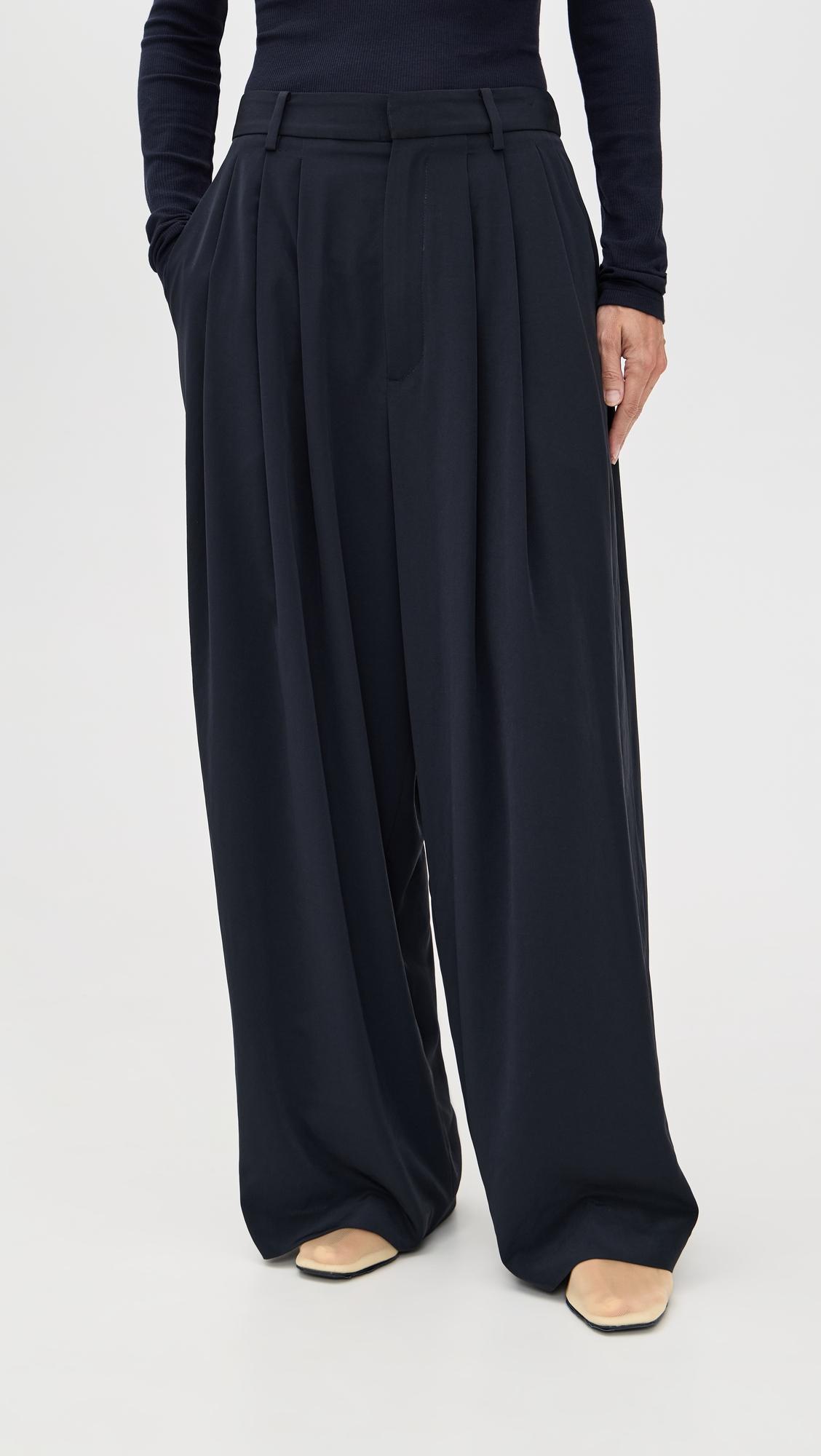 petite relaxed suiting triple pleat pants