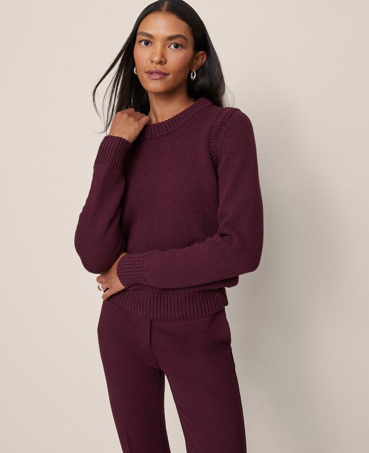 petite shoulder detail crew neck sweater