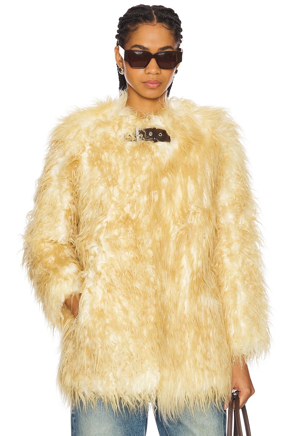 petra faux mongolian fur short coat