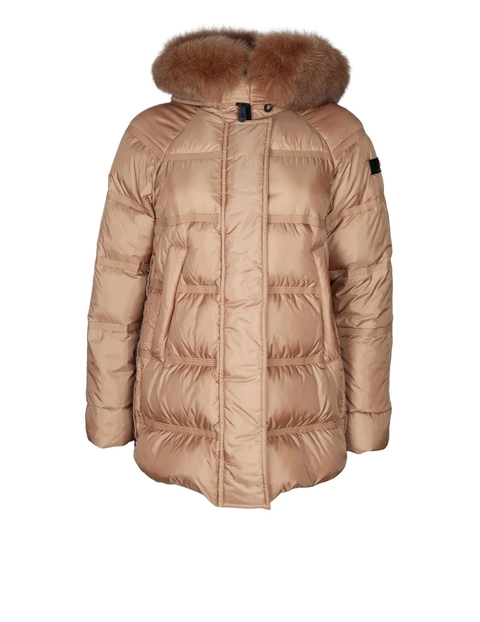 peuterey takan quilted jacket mqn 04 fur in tobacco color