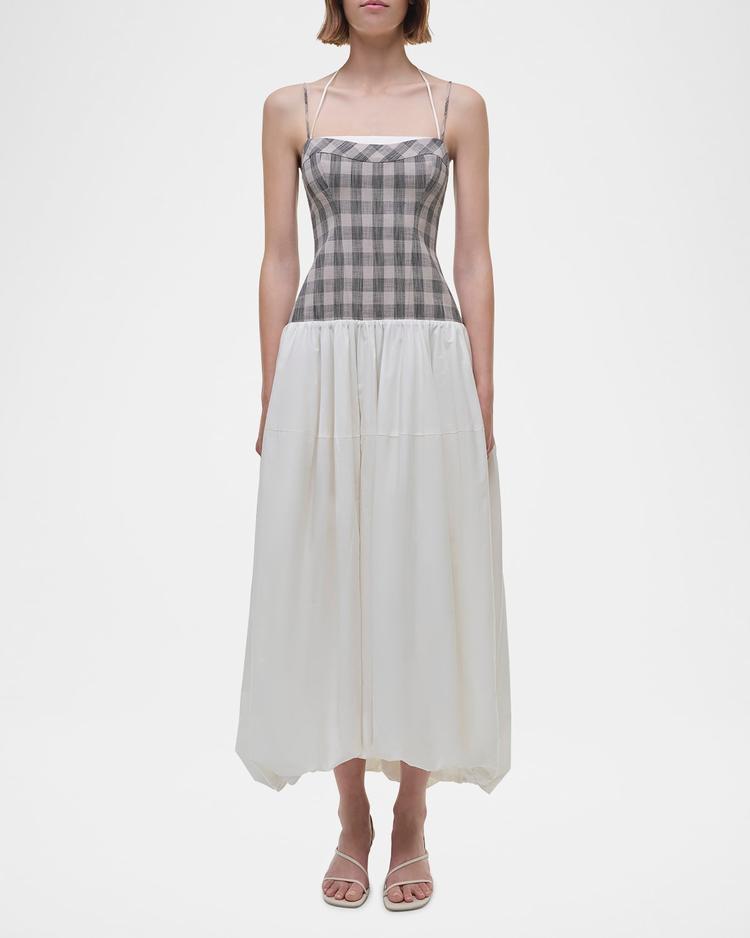 pfeiffer drop-waist bubble midi dress