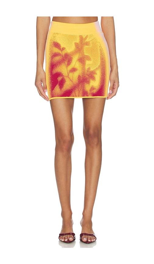 ph5 alani window print mini skirt in orange.