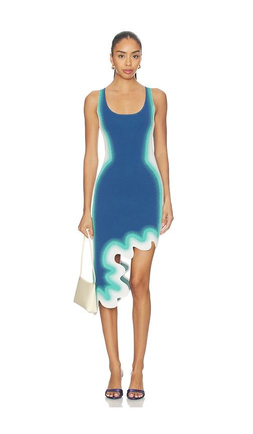 ph5 aster reversible wavy dress in navy,teal.