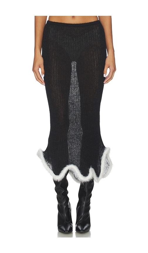 ph5 ginny alpaca wavy midi skirt in black.