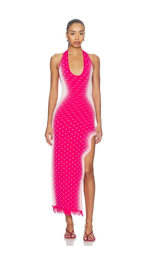 ph5 noah halter neck long dress in pink.