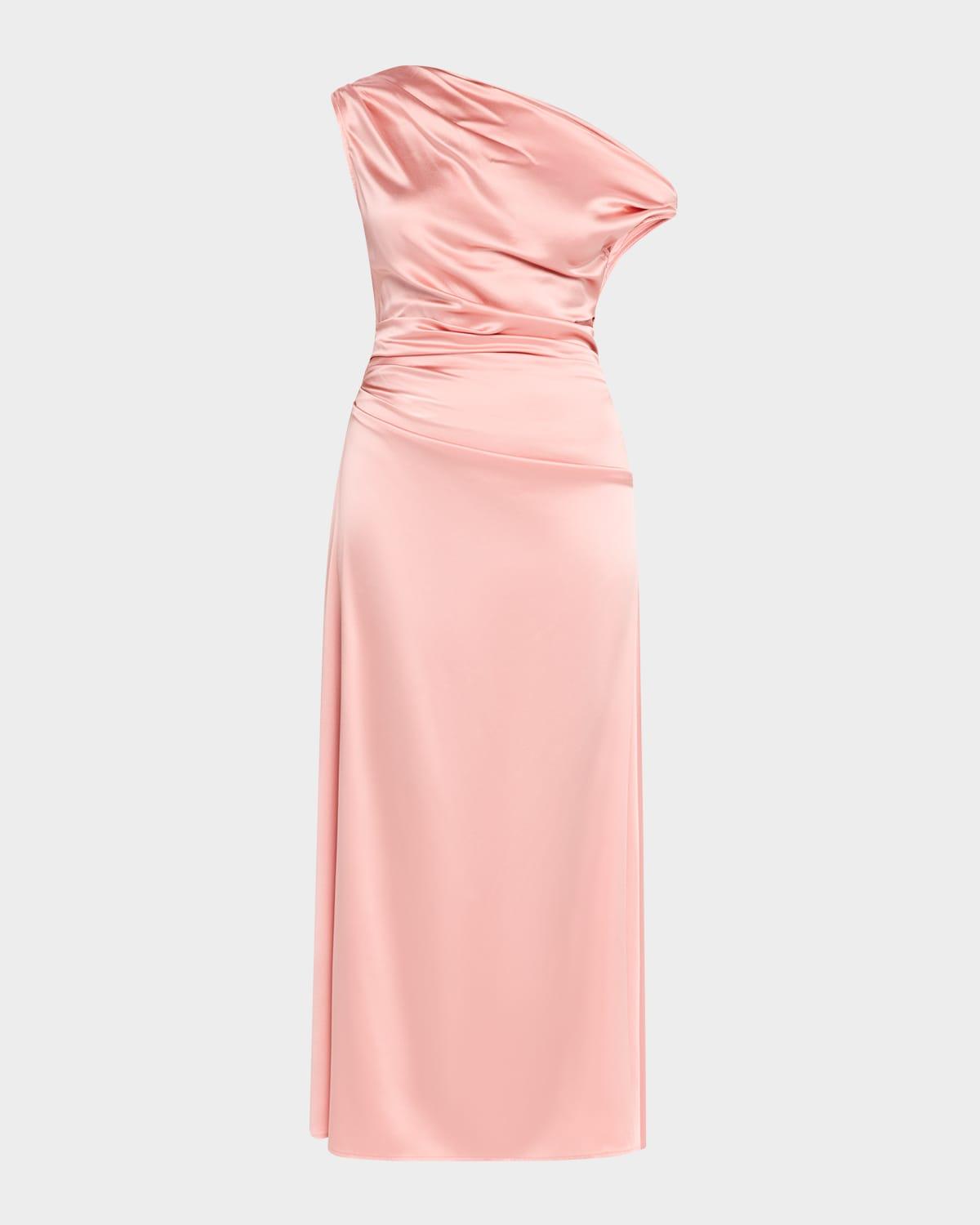phare draped silk midi dress
