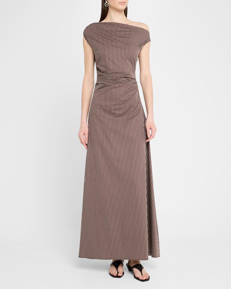 phare striped asymmetric maxi dress