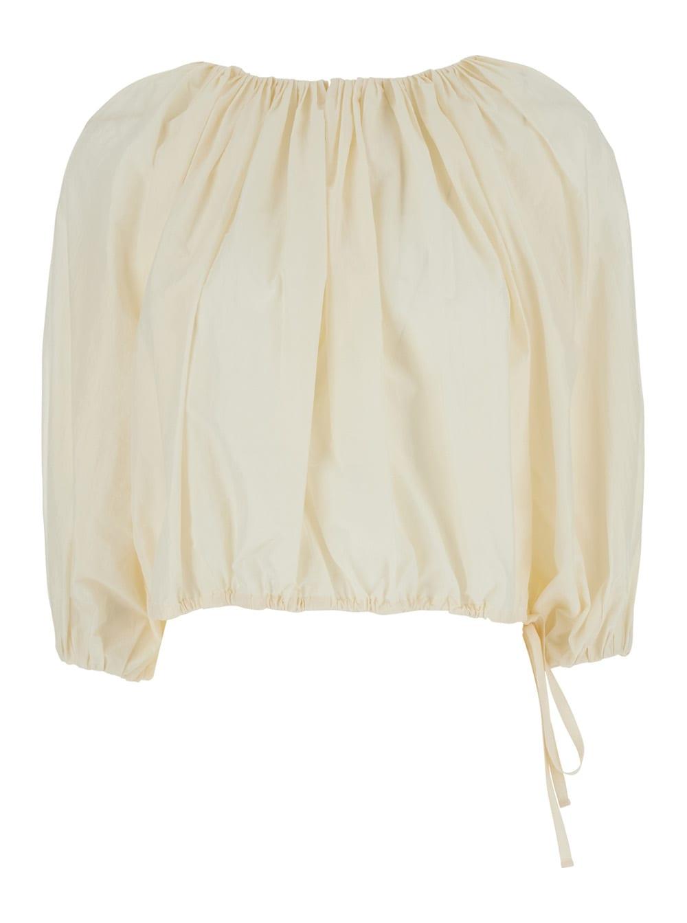 philosophy di lorenzo serafini cotton and nylon gathered blouse