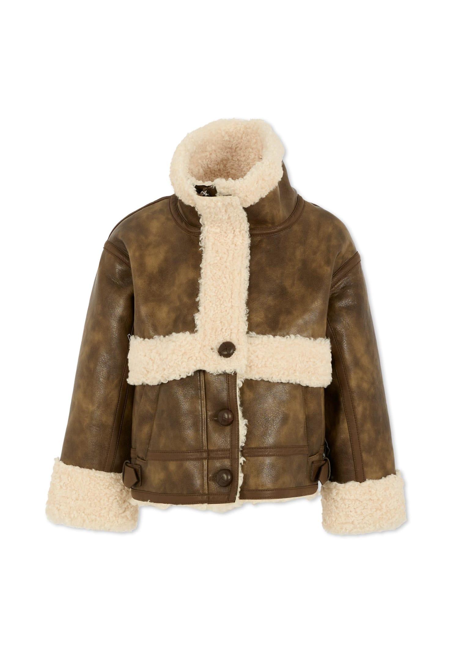 philosophy di lorenzo serafini kids brown faux fur for girl with logo