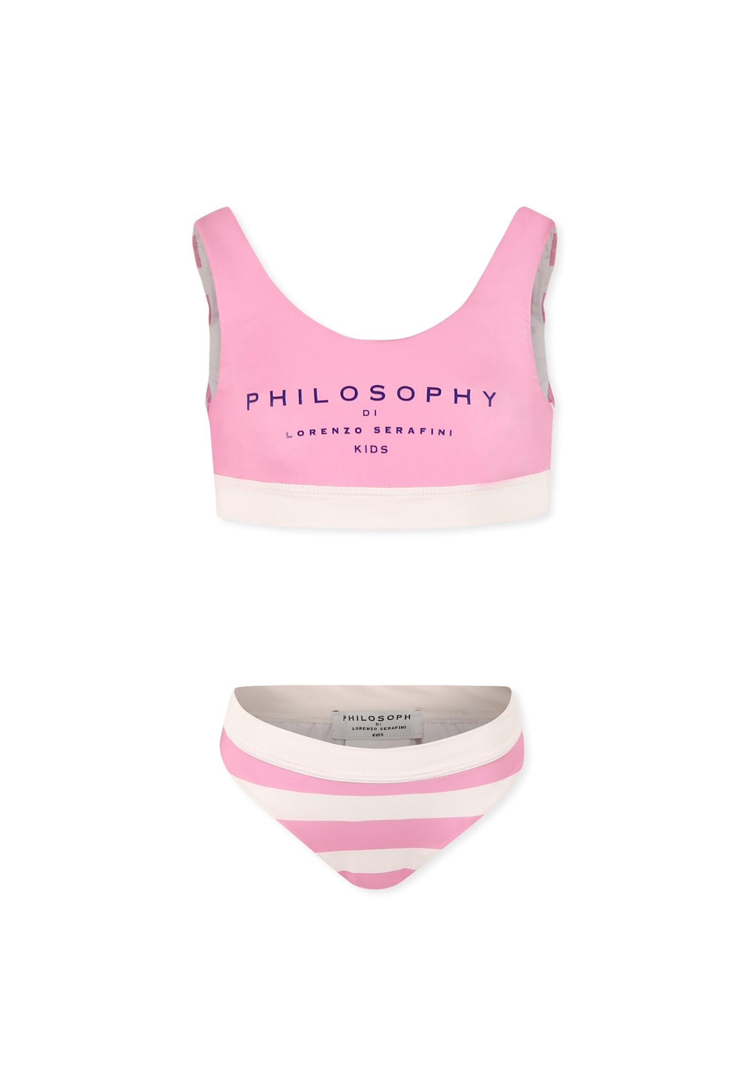philosophy di lorenzo serafini kids pink bikini for girl with logo