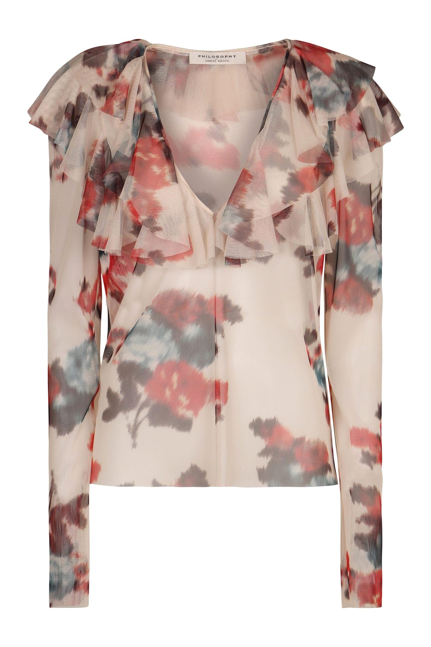 philosophy di lorenzo serafini printed frill blouse