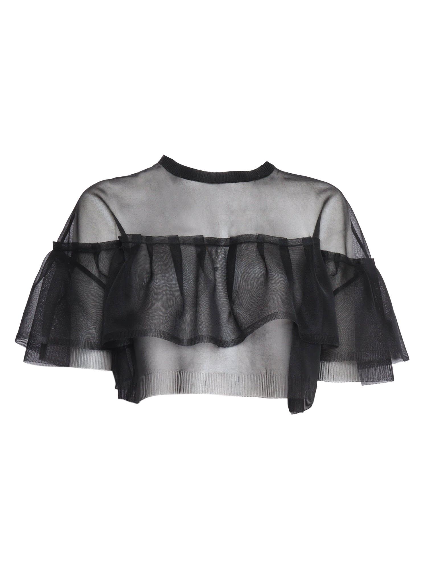 philosophy di lorenzo serafini transparent shirt with ruffle