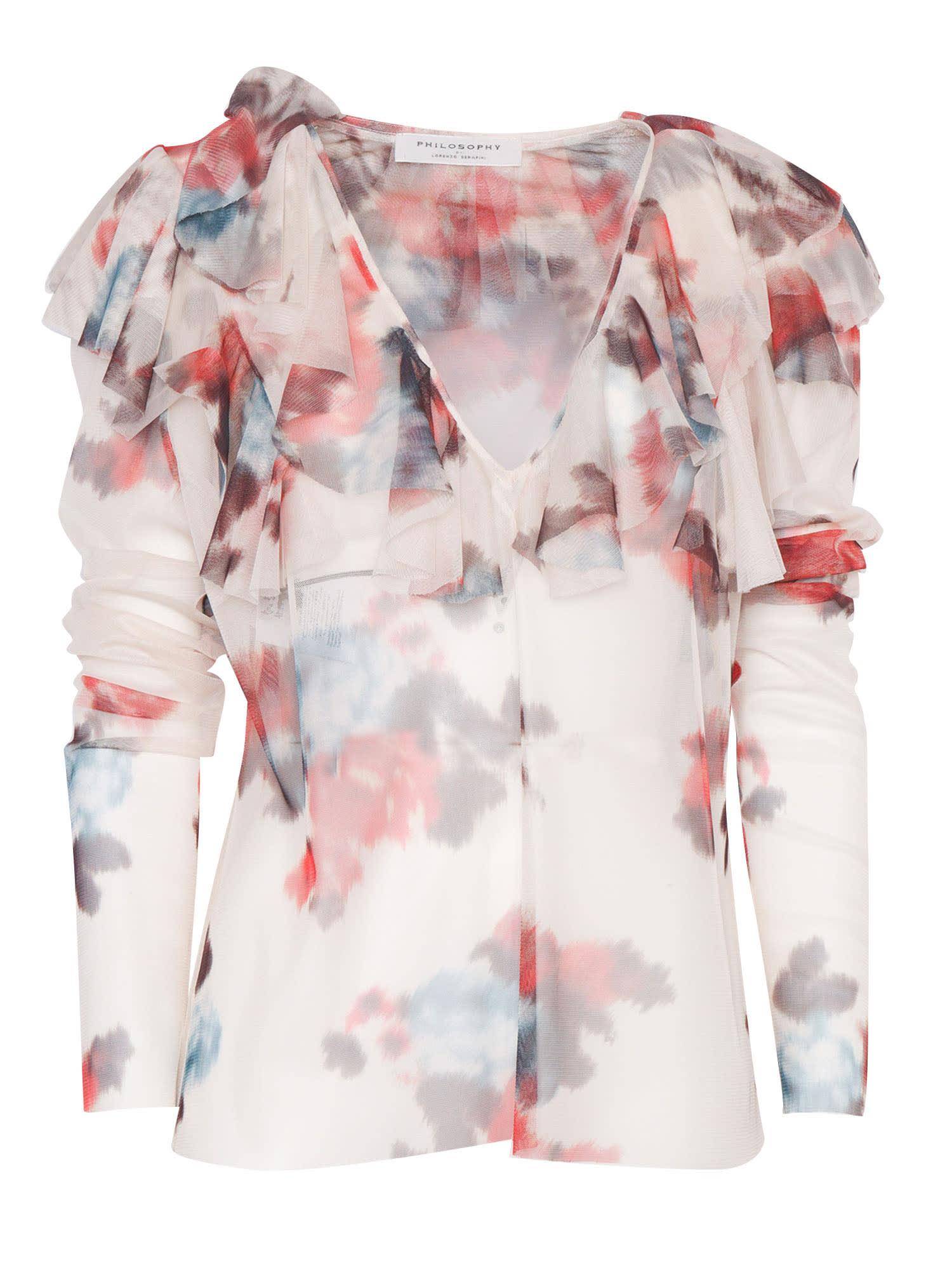 philosophy di lorenzo serafini white shirt with colorful prints