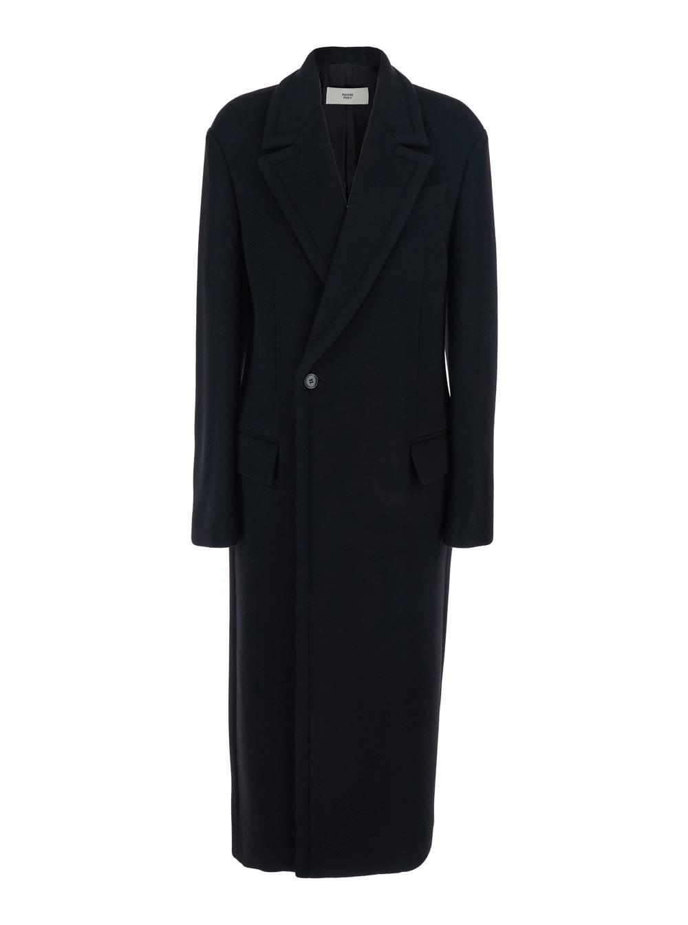 phoebe philo black double-breasted coat with notched revers in wool and cashmere woman