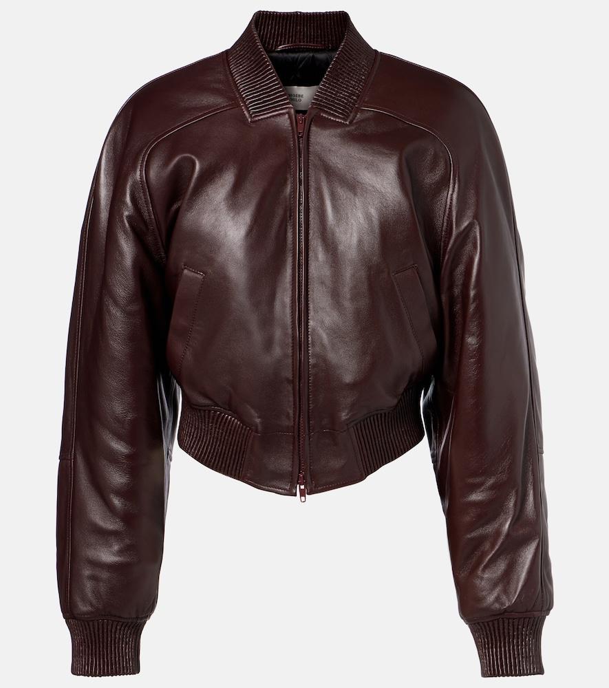 phoebe philo cropped leather bomber jacket