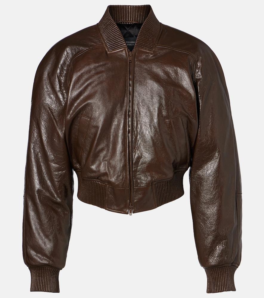 phoebe philo cropped leather bomber jacket