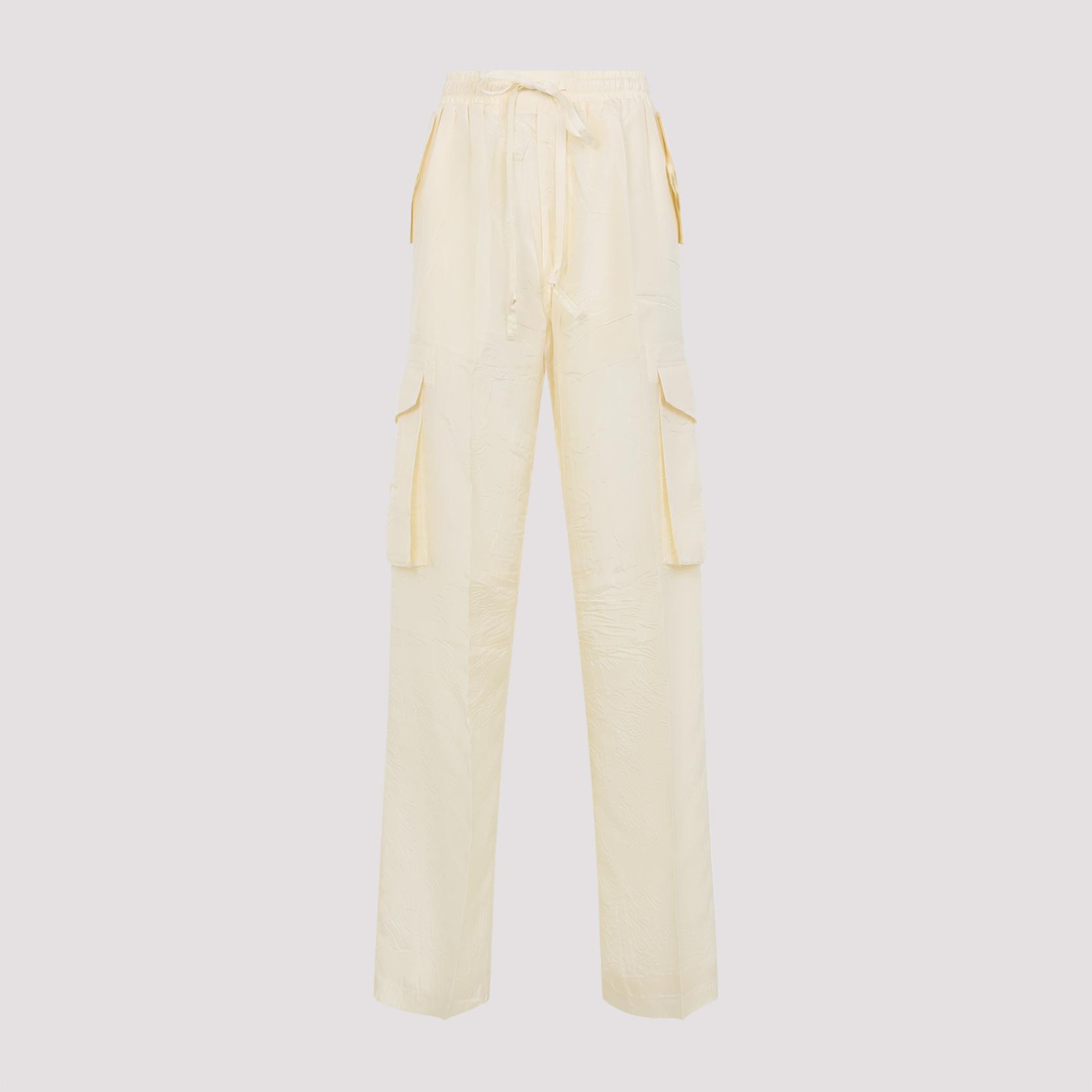 phoebe philo crushed cargo trousers white silk pant - women