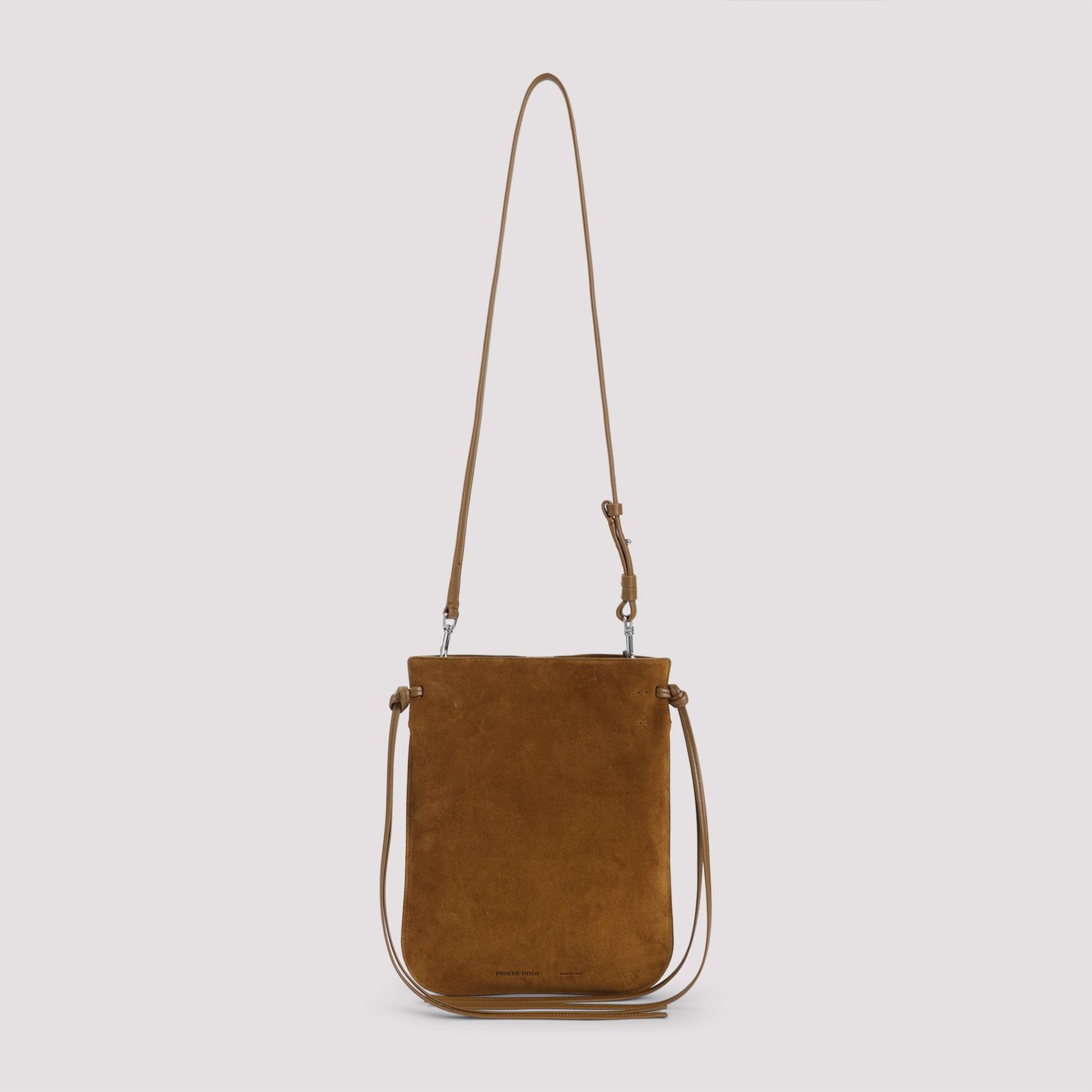 phoebe philo gig tie pouch brown suede leather bag - women