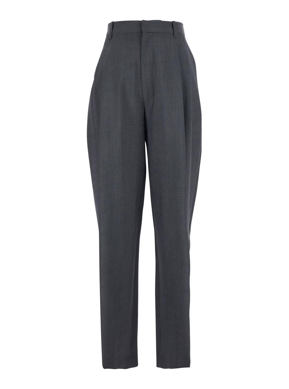 phoebe philo grey pants with front pences and belt loops in wool woman