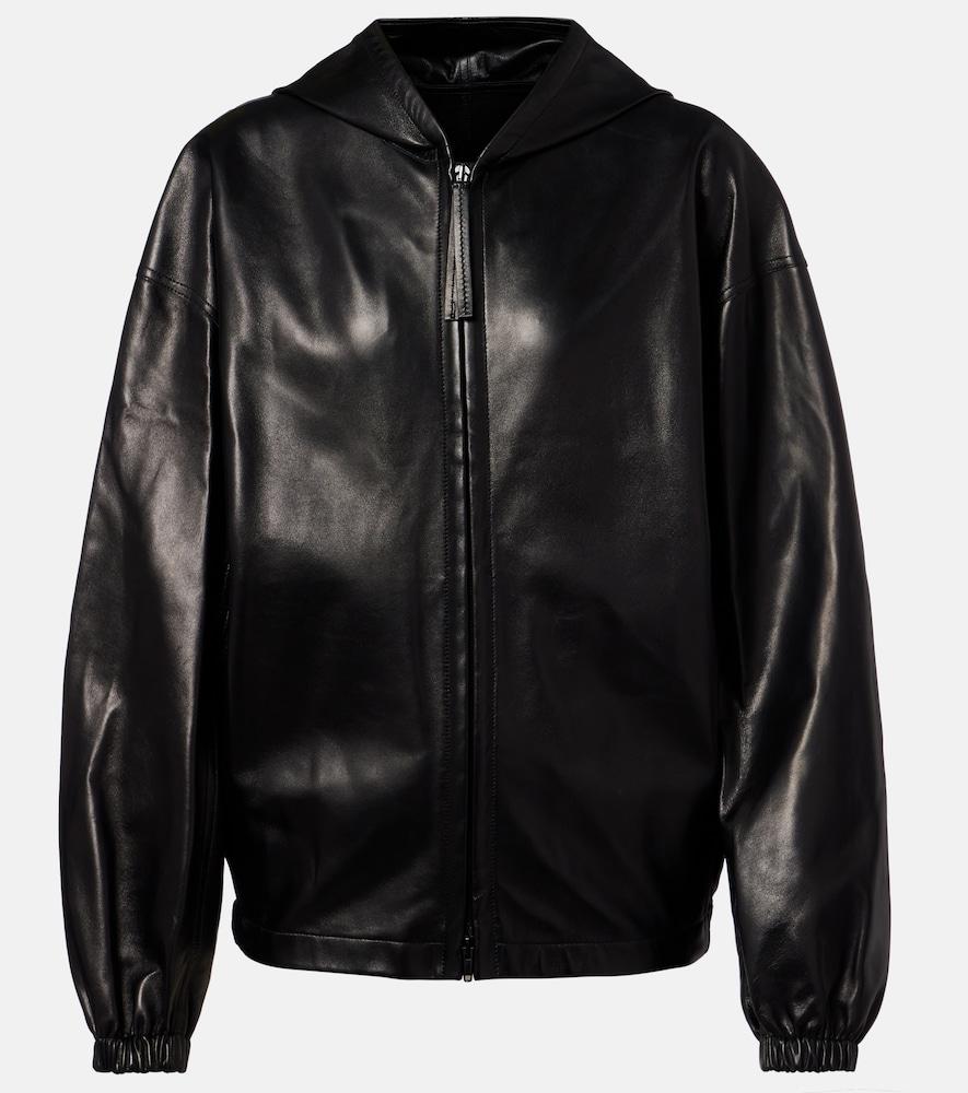 phoebe philo hooded leather bomber jacket