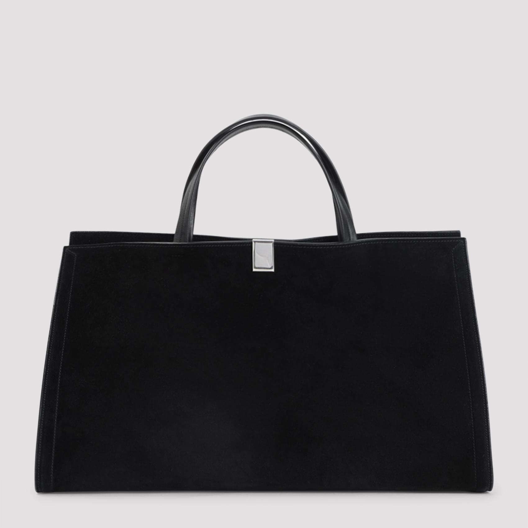 phoebe philo kit cabas medium shoulder bag black suede calf leather - women