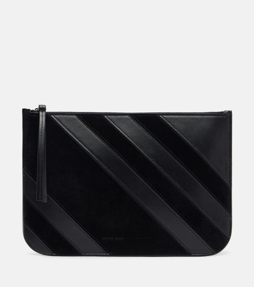 phoebe philo pocket leather and suede pouch