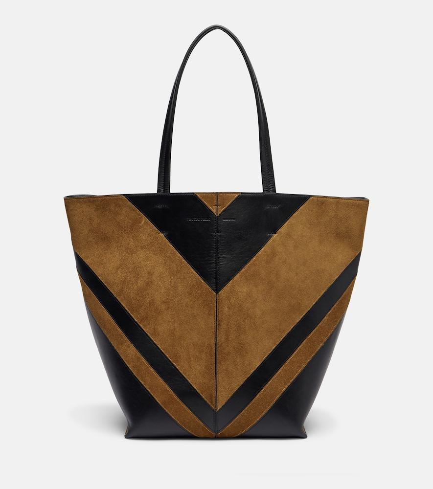 phoebe philo pot cabas suede and leather tote bag