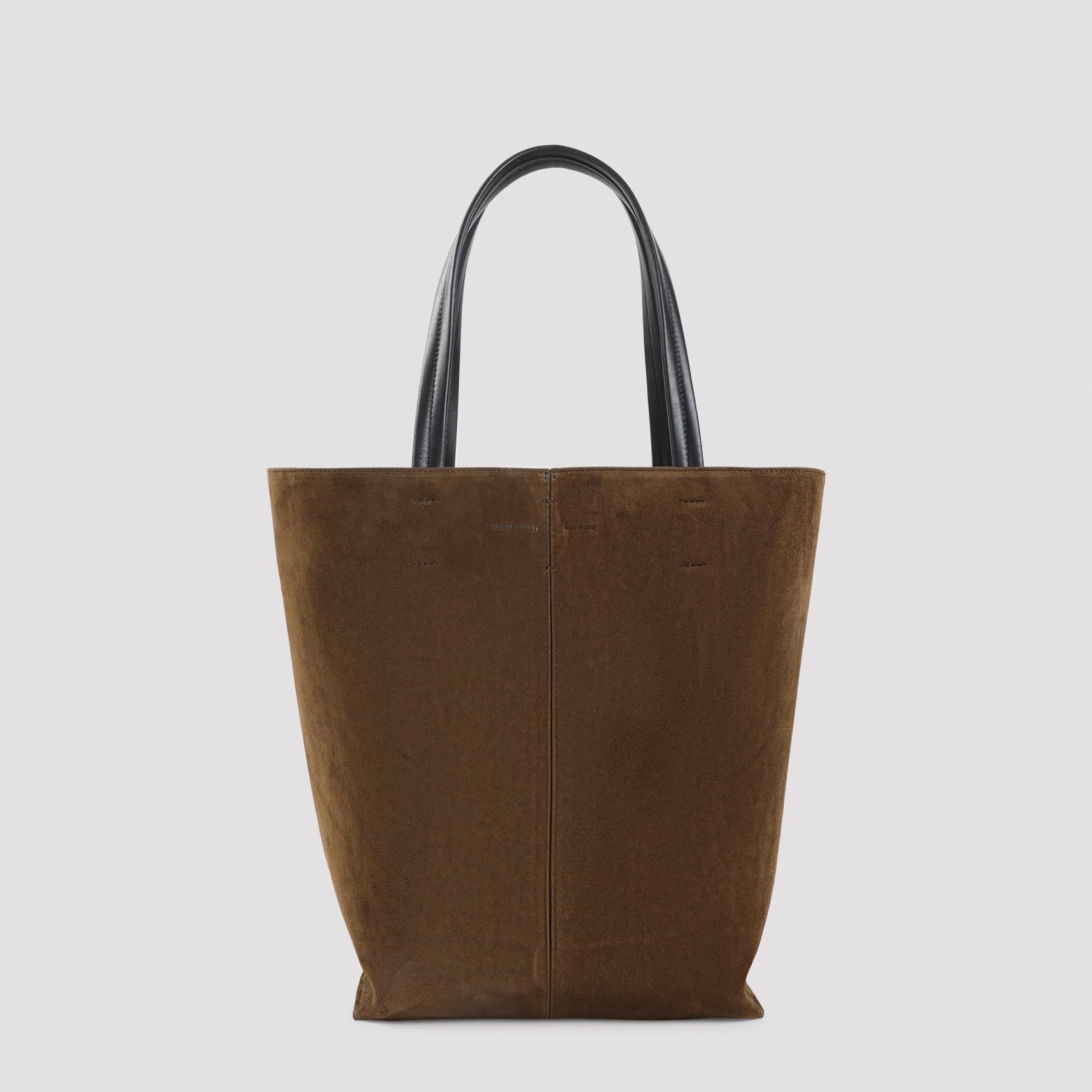 phoebe philo pot cabas tote bag brown suede leather - women